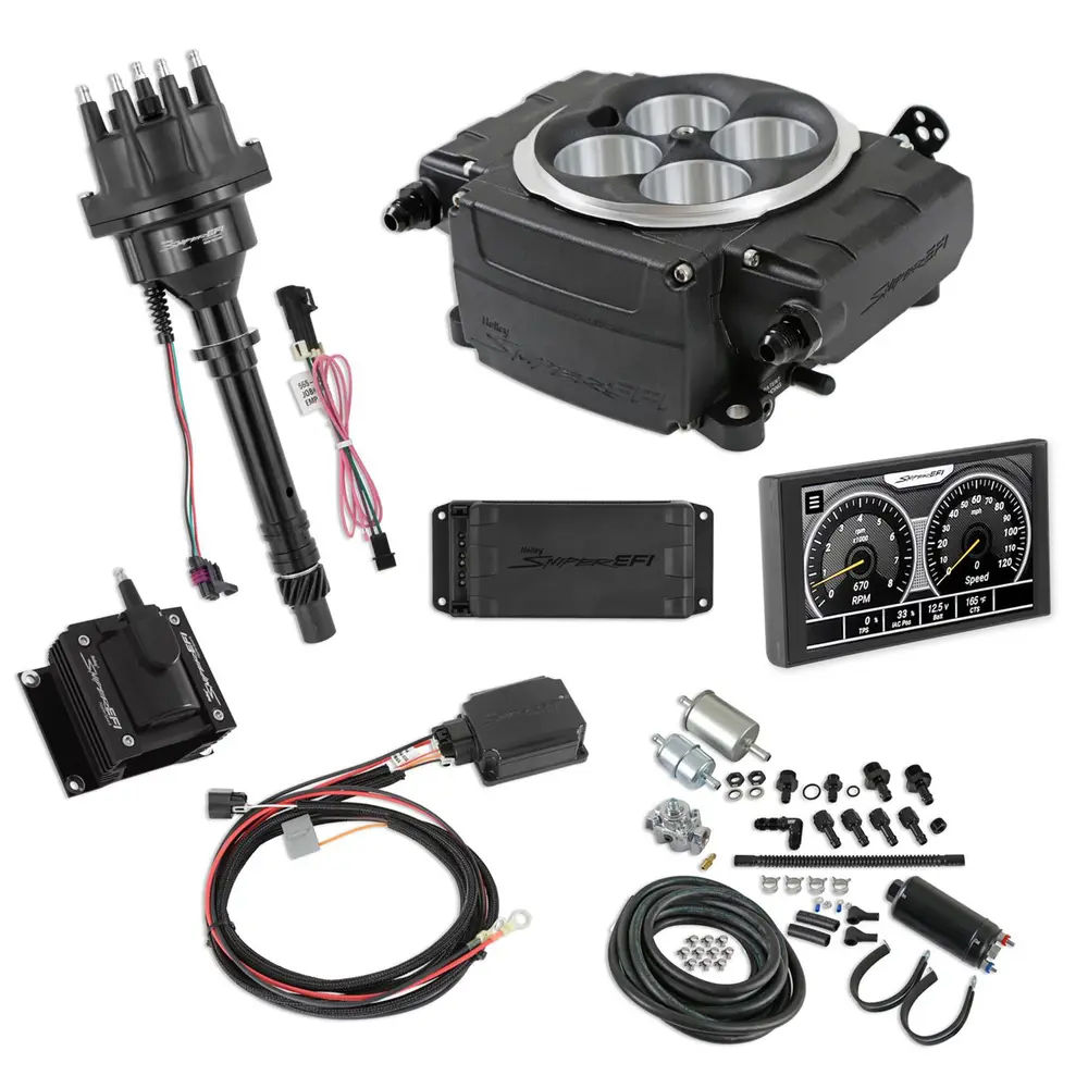 Holley Sniper 2 EFI 650 HP Inline Pump Fuel Injection Systems with Power Distribution Module 550-511-5PK-SBC